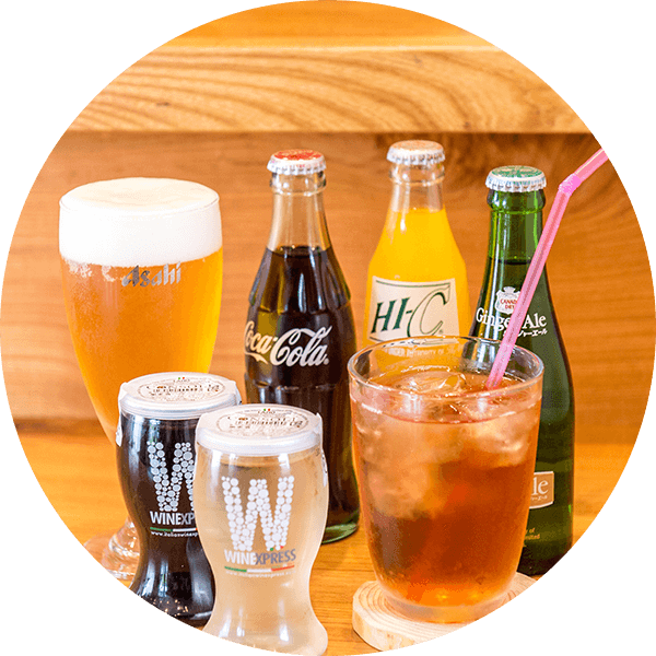Soft drinks and alcoholic beverages 